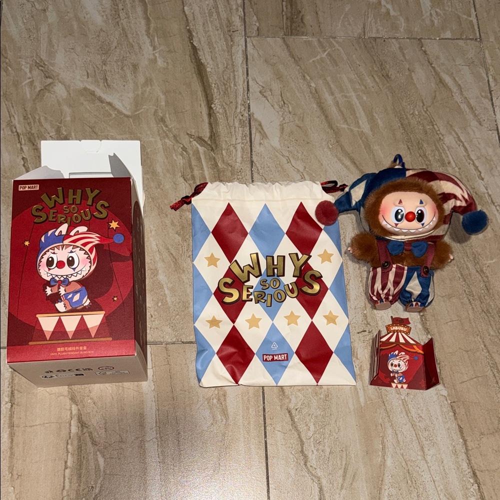 POP MART "Why So Serious" opened authentic Plush with original Drawstring Bag